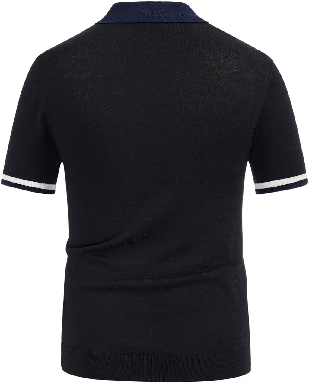 Mens Regular Fit Polo Shirts Short Sleeve Golf Knitwear for Summer Solid-Black